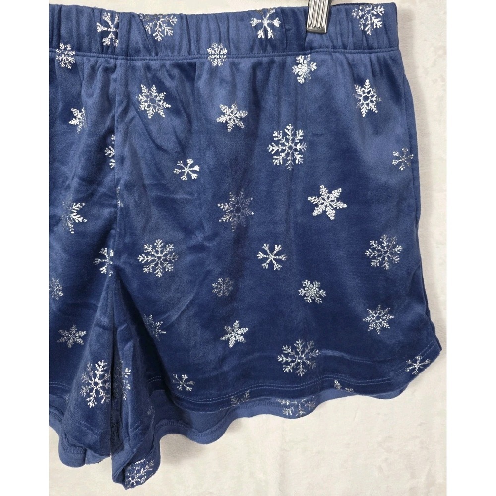 Sleep Chic XL Blue Velour Pajama Set Snowflake Print Long Sleeve Soft Lounge - Picture 11 of 15